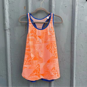 Adidas Orange printed Climalite Tank top, size M